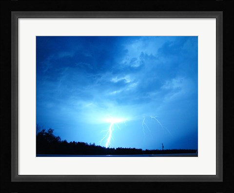 Framed Lightning Over Edson Print