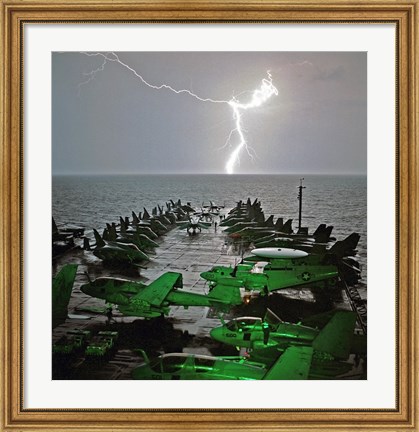 Framed USS Lincoln Lightning Print