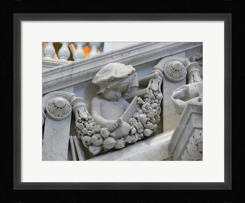 Framed Library of congress architecture detail child reading Print