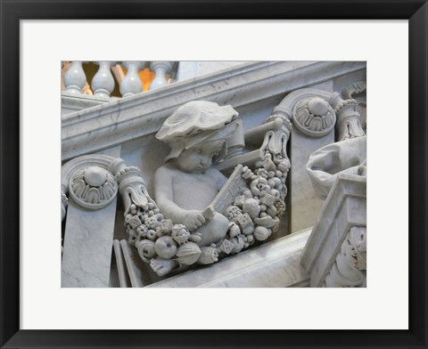 Framed Library of congress architecture detail child reading Print