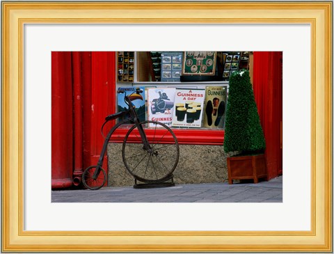 Framed Old bicycle in front of a store, Kilkenny, Ireland Print