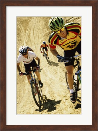 Framed Group of people riding bicycles in a race Print