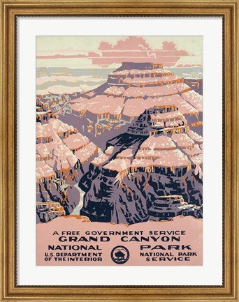 Framed Grand Canyon National Park, a free government service Print