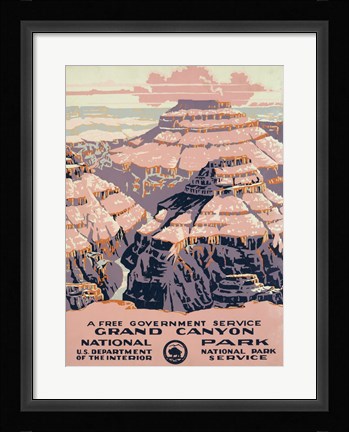 Framed Grand Canyon National Park, a free government service Print
