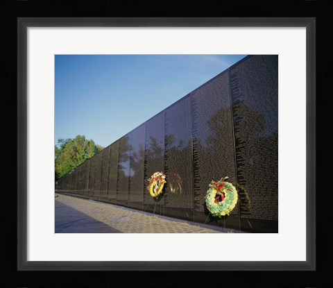 Framed Wreaths on the Vietnam Veterans Memorial Wall, Vietnam Veterans Memorial, Washington, D.C., USA Print