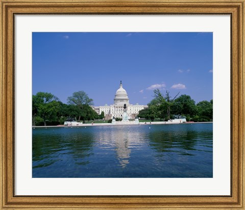 Framed Pond in front of the Capitol Building, Washington, D.C., USA Print