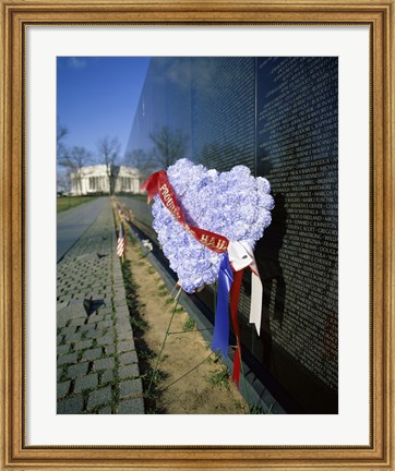 Framed Close-up of a memorial, Vietnam Veterans Memorial Wall, Vietnam Veterans Memorial, Washington DC, USA Print