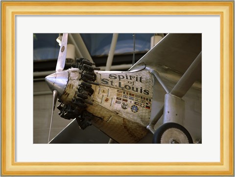 Framed Close-up of an aircraft displayed in a museum, Spirit of St. Louis, National Air and Space Museum, Washington DC, USA Print