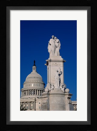 Framed Monument in front of a government building, Peace Monument, State Capitol Building, Washington DC, USA Print
