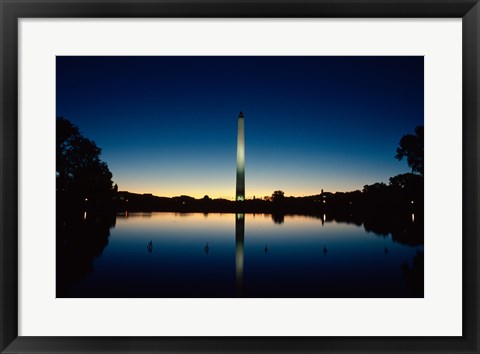 Framed Reflection of an obelisk on water, Washington Monument, Washington DC, USA Print