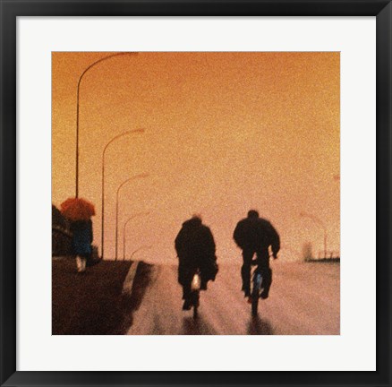 Framed Biking at dusk Print