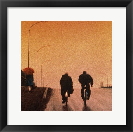 Framed Biking at dusk Print