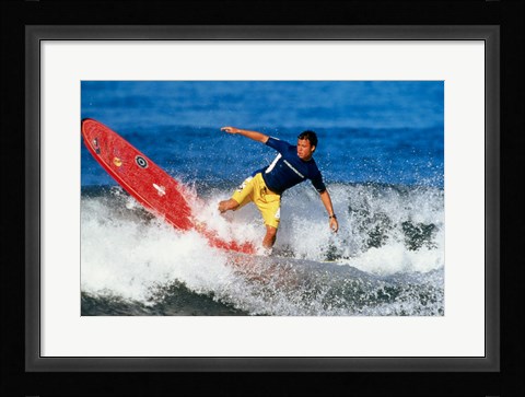 Framed Surfing in the water Print