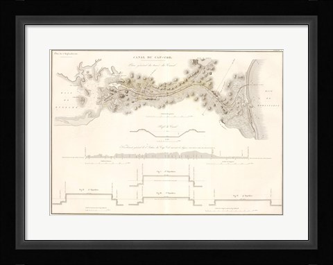 Framed Canal du Cape-Cod Massachusetts, 1834 map Print