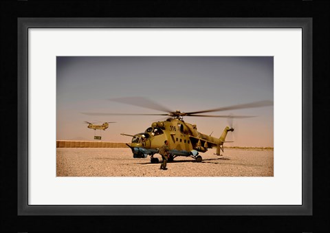 Framed Afghan Air Corps Mi-35 at Kandahar Airfield, 2009 Print