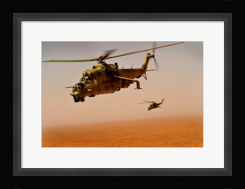 Framed Afghan Air Corps Mi-35 helicopters Print