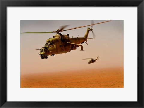 Framed Afghan Air Corps Mi-35 helicopters Print