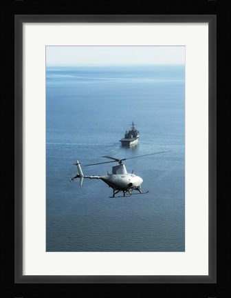 Framed Fire Scout unmanned helicopter Print