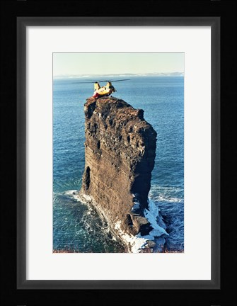 Framed Labrador helicopter landing Bell Island Print