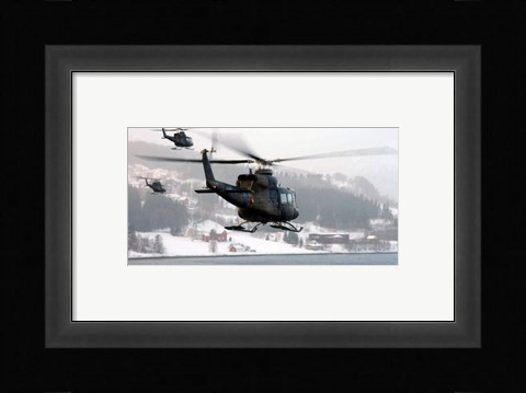 Framed Norwegian military Bell 412SP helicopters Print