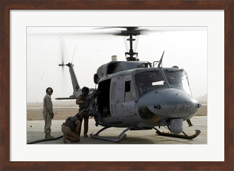 Framed US Marine Corps UH-1N Huey helicopter Print