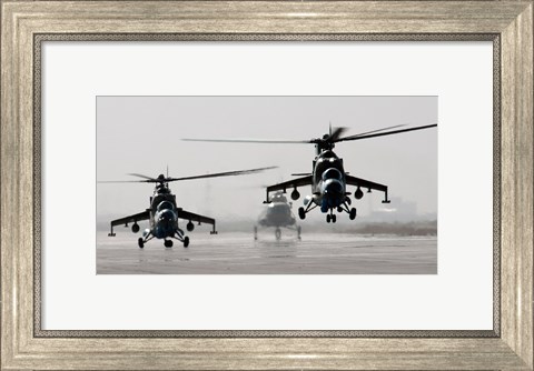 Framed MI-35 attack helicopters from the Afghan National Army Air Corps Print