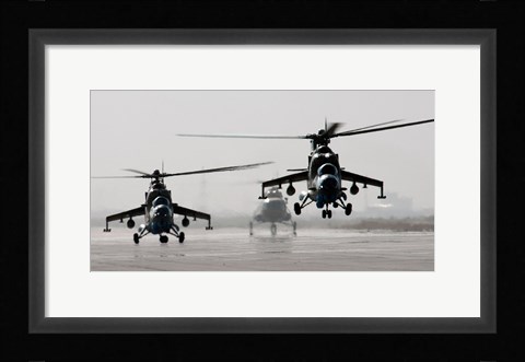 Framed MI-35 attack helicopters from the Afghan National Army Air Corps Print