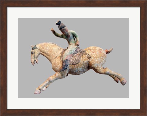 Framed ceramic female polo player, from northern China, Tang Dynasty Print
