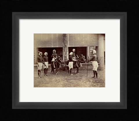 Framed Manipur Polo Players 1875 Print
