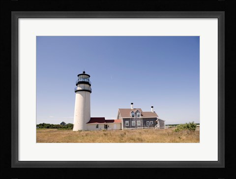 Framed Lighthouse in a field, Cape Cod Lighthouse (Highland), North Truro, Massachusetts, USA Print