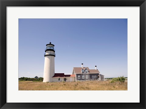 Framed Lighthouse in a field, Cape Cod Lighthouse (Highland), North Truro, Massachusetts, USA Print