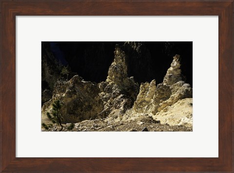 Framed Rock formations at a canyon, Grand Canyon of the Yellowstone, Yellowstone River, Yellowstone National Park, Wyoming, USA Print