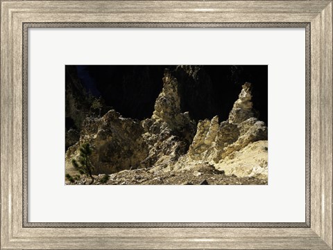 Framed Rock formations at a canyon, Grand Canyon of the Yellowstone, Yellowstone River, Yellowstone National Park, Wyoming, USA Print
