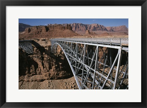 Framed Bridge across a river, Navajo Bridge, Colorado River, Grand Canyon National Park, Arizona, USA Print