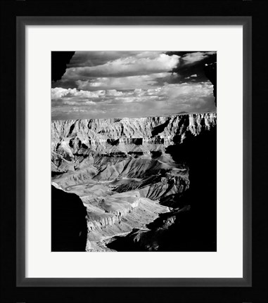Framed Grand Canyon National Park (wide angle, black &amp; white) Print