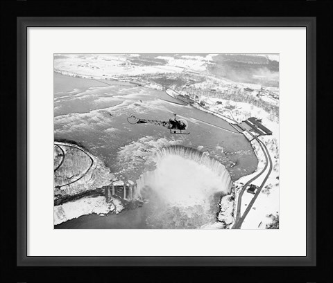 Framed Niagara Falls, Bell helicopter flying Print