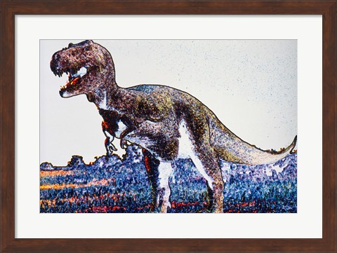 Framed Colorful Close-up of a tyrannosaurus rex Print