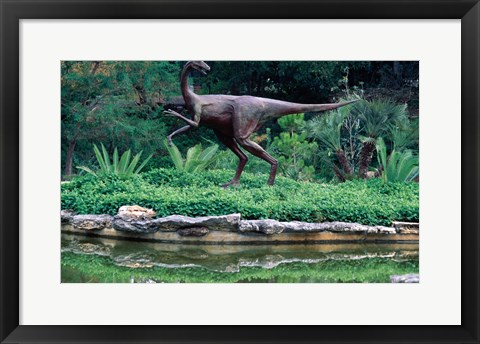 Framed Statue of Ornithomimus Dinosaur in a park, Zilker Park, Austin, Texas, USA Print