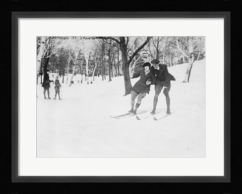Framed Learning to Ski, Quebec Print
