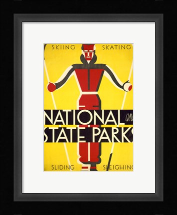 Framed National and state parks, skiing, skating, sliding, sleighing Print
