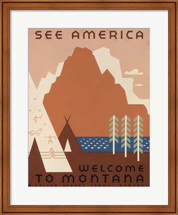 Framed See America Welcome to Montana Print