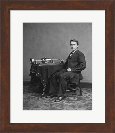 Framed Edison and phonograph Print