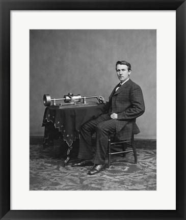 Framed Edison and phonograph Print