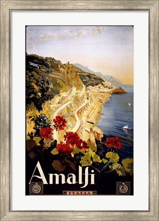 Framed Amalfi, travel poster Print