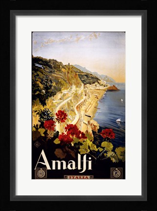Framed Amalfi, travel poster Print