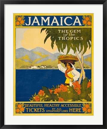 Framed Jamaica, the gem of the tropics, travel poster, 1910 Print