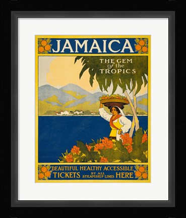 Framed Jamaica, the gem of the tropics, travel poster, 1910 Print