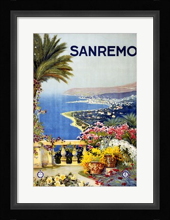 Framed San Remo, travel poster 1920 Print