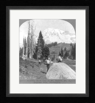 Framed Washington - Mount Rainier - resting at Camp Muir, before Gibralter Rock 1922 Print