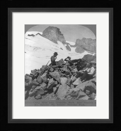 Framed Washington - Mount Rainier Toiling up a snowfield Print